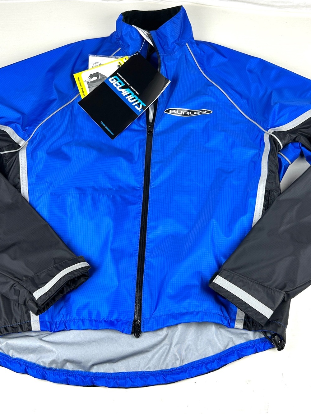 Burley Cycling Jacket Women Blue Nylon Waterproof Sz Medium USA Reflective Zip